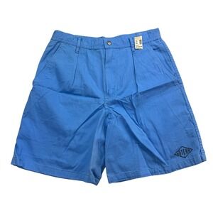 Gotcha Shorts Mens 31 Blue Chino Pleated Relaxed Fit 9 Inseam Vintage NWT 90's